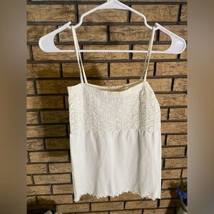 White cinched spaghetti strap top‎